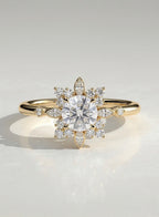 The Solmira Ring - Diamond Starburst Halo