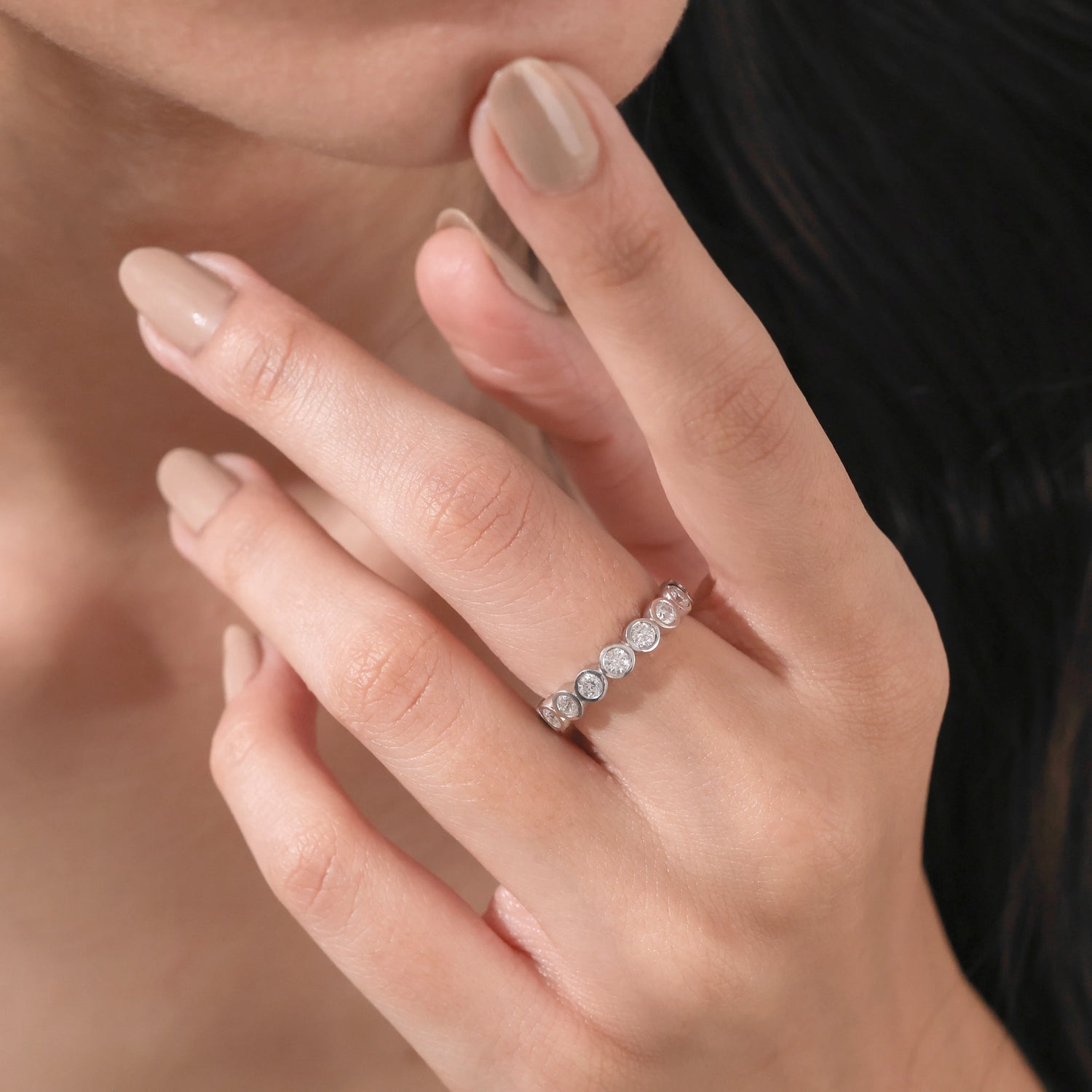 The Sorène Band - Bezel Full Eternity Band in Silver