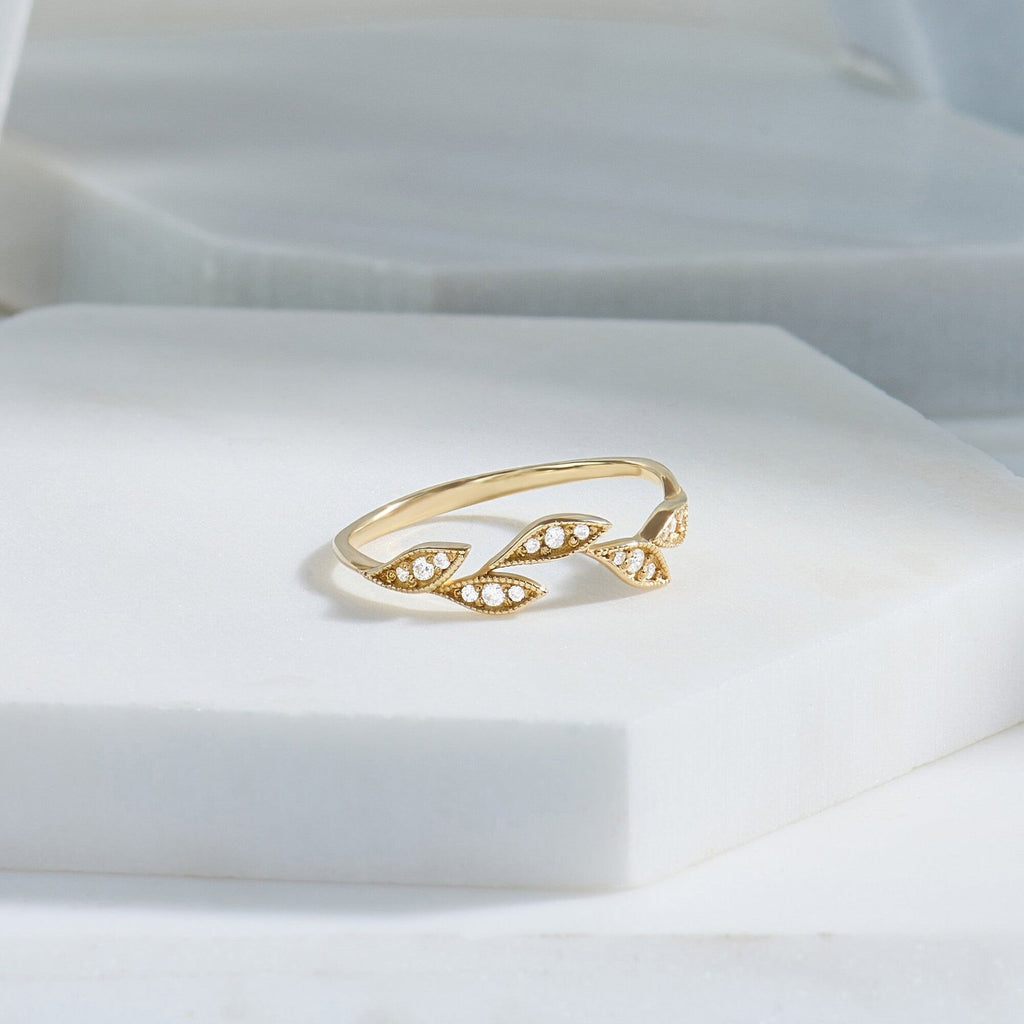 The Sylvie Band - Diamond Leaf Vine Ring