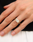 The Tessa Ring - East-West Elongated Cushion Semi-Bezel Ring