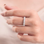 The Thessène Band- Heart Cut Half Eternity Band in Silver