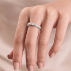 The Thessène Band- Heart Cut Half Eternity Band in Silver
