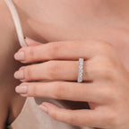 The Thessène Band- Heart Cut Half Eternity Band in Silver