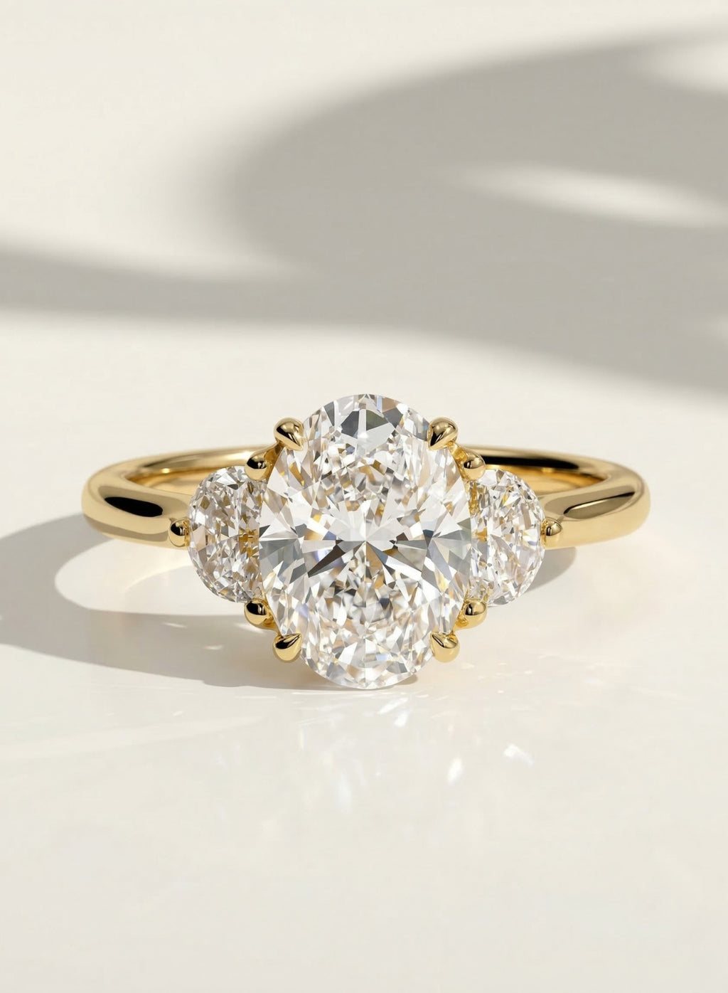 The Trielle Ring - Oval & Face-Up Half Moon Trilogy Engagement Ring