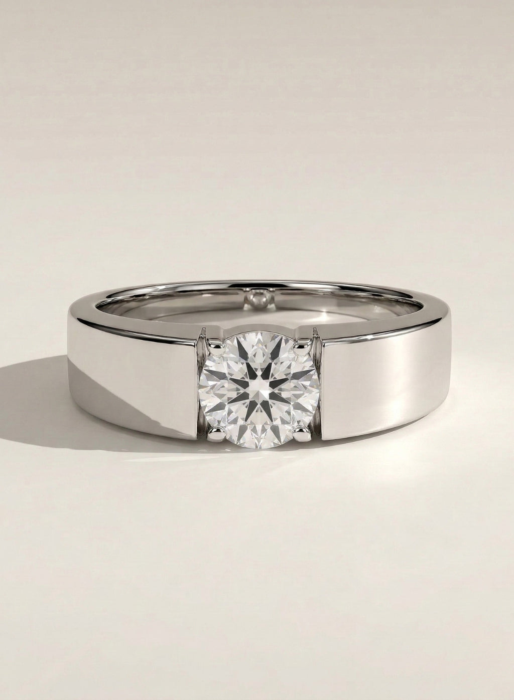 The Valdène Band - Round Brilliant Tension Solitaire in Silver