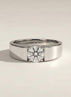 The Valdène Band - Round Brilliant Tension Solitaire in Silver
