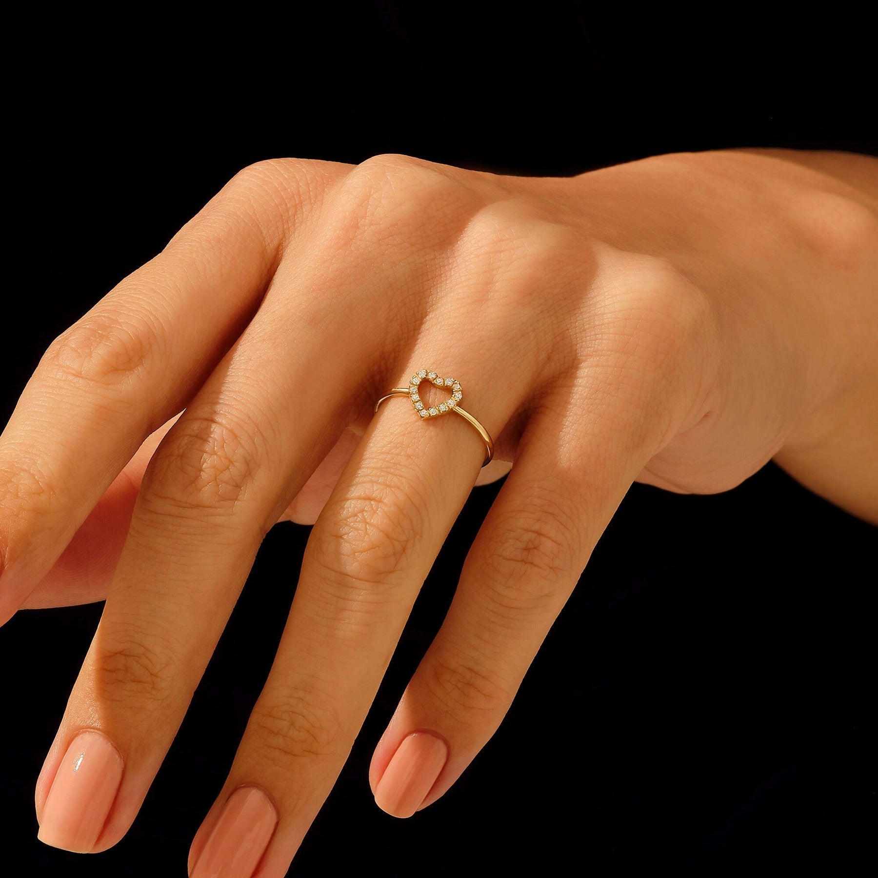 The Valentina Ring - Open Heart Diamond Ring