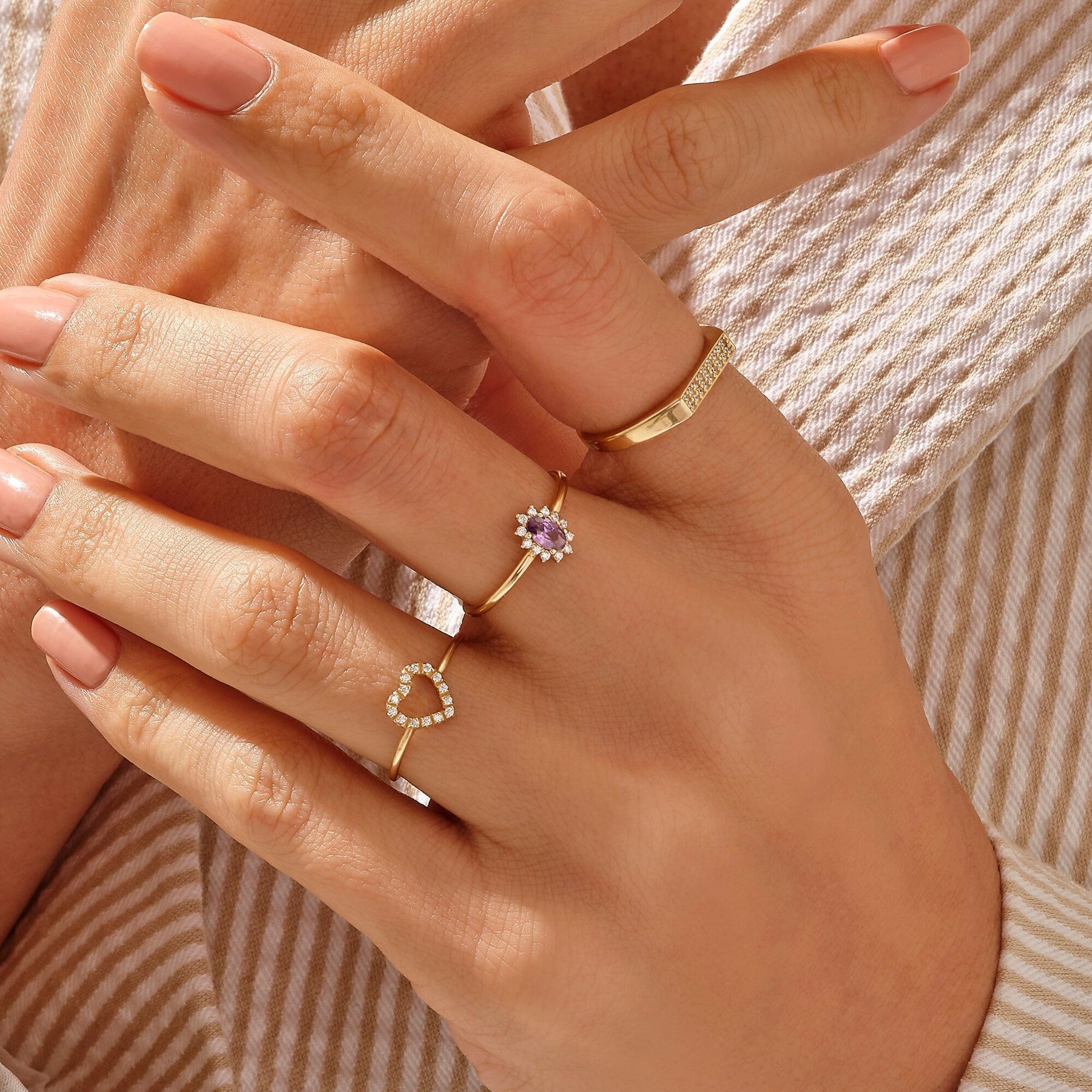 The Valentina Ring - Open Heart Diamond Ring