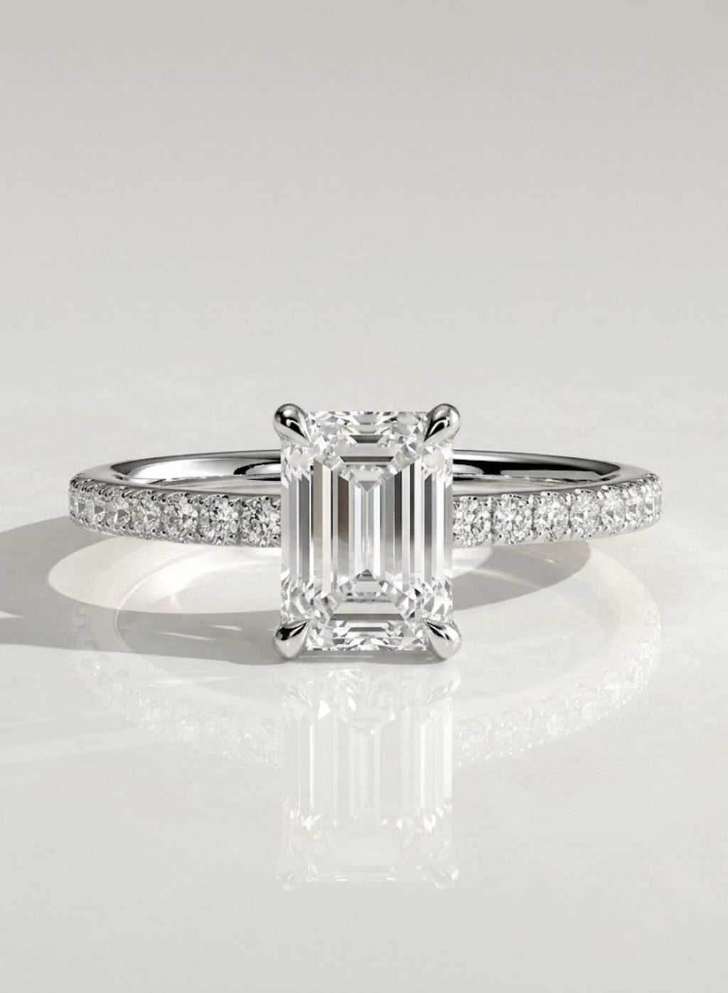 The Valenza Ring - Emerald Cut Hidden Halo Pave Ring