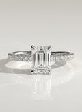 The Valenza Ring - Emerald Cut Hidden Halo Pave Ring