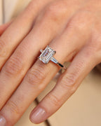 The Victoria Ring - Emerald Three Stone DIamond Ring