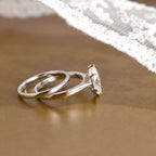 The Vivienne Bridal Set - Marquise Solitaire Ring with Plain Wedding Band