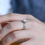 The Vivienne Bridal Set - Marquise Solitaire Ring with Plain Wedding Band