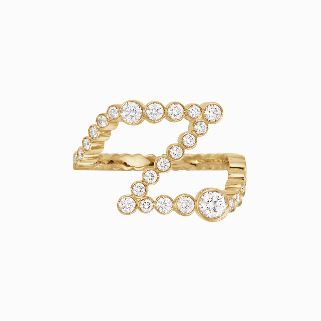The Z Initial Ring - Diamond Bezel Letter Ring