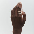 The Z Initial Ring - Diamond Bezel Letter Ring