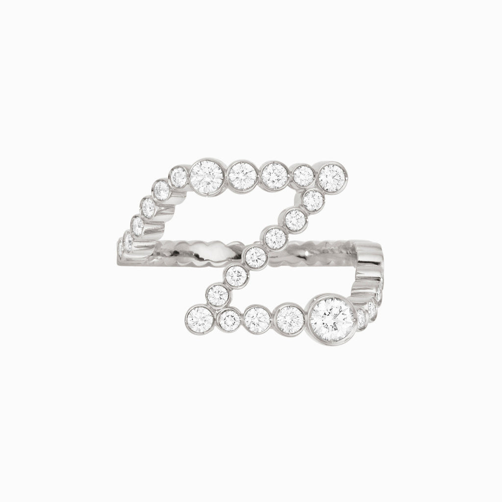 The Z Initial Ring - Diamond Bezel Letter Ring