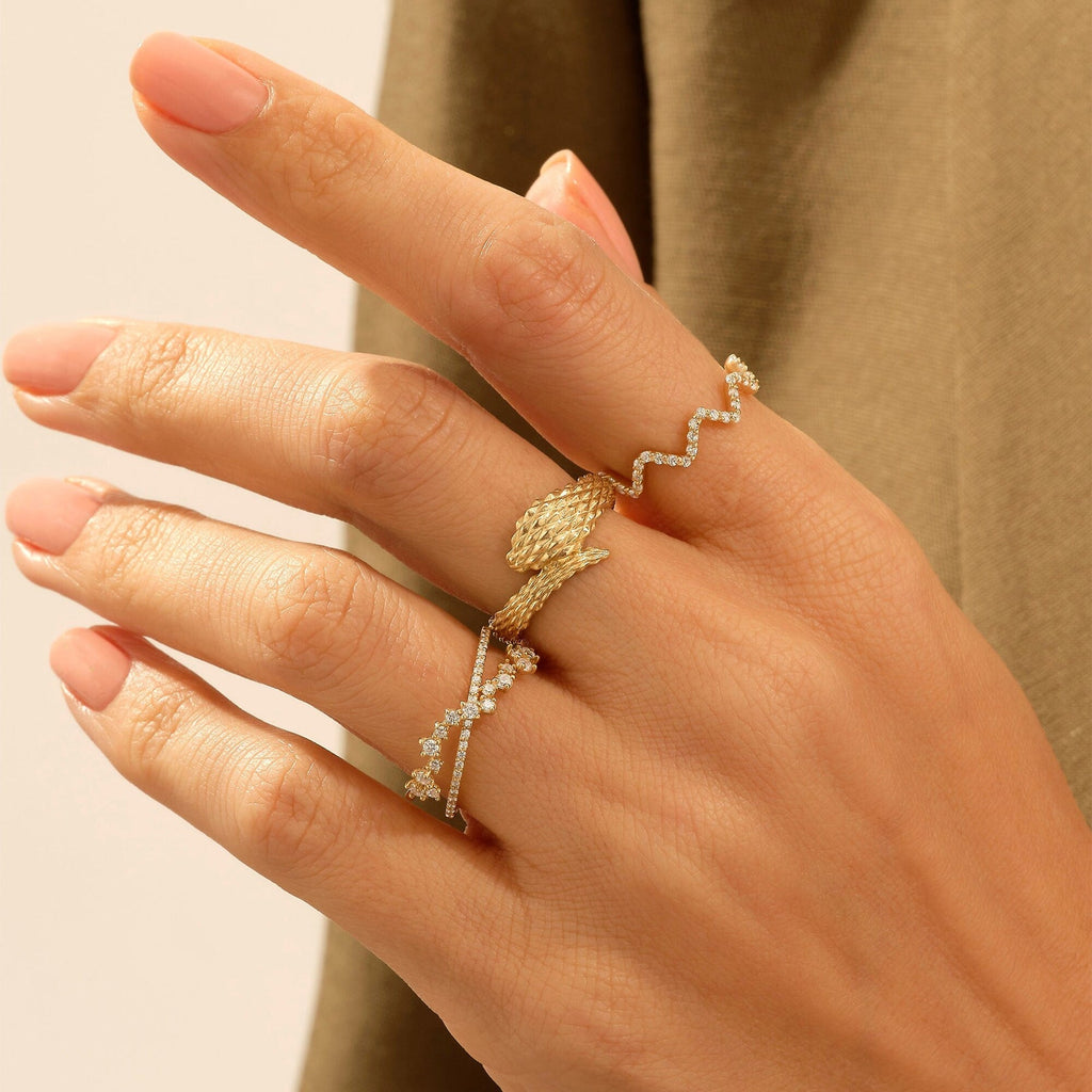 The Zia Band - Diamond Zigzag Contour Ring