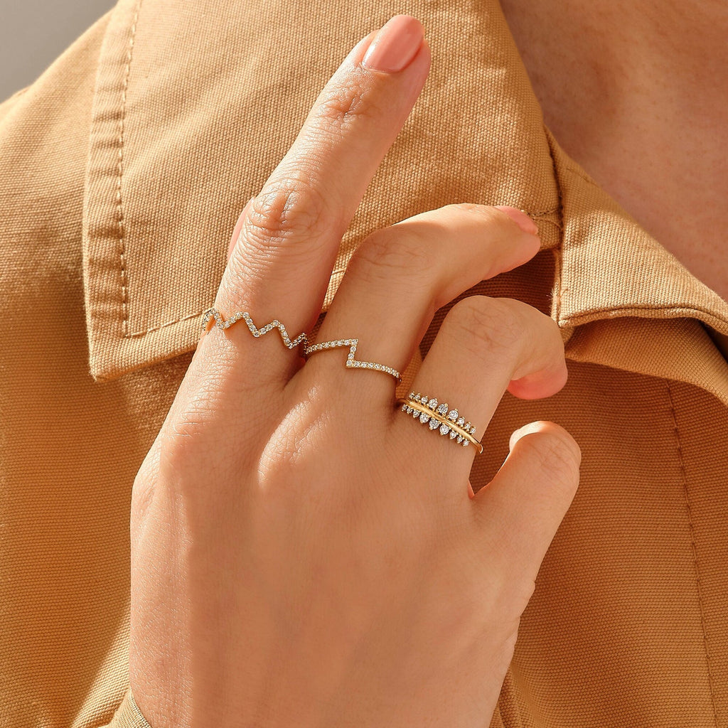 The Zia Band - Diamond Zigzag Contour Ring