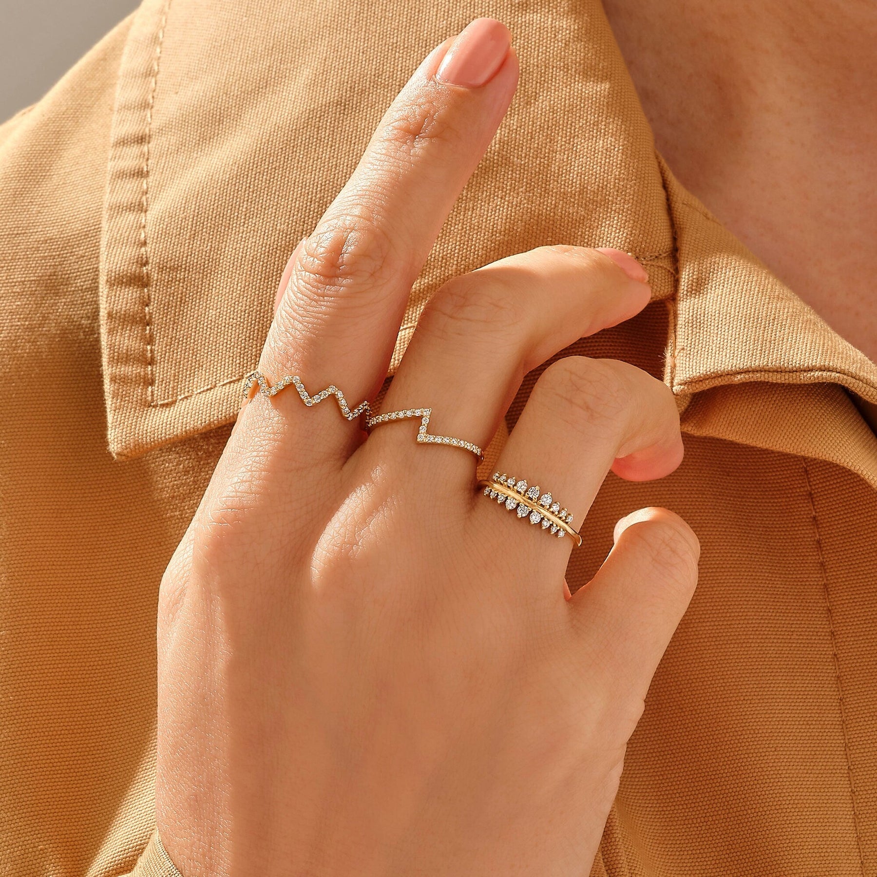 The Zia Band - Diamond Zigzag Contour Ring