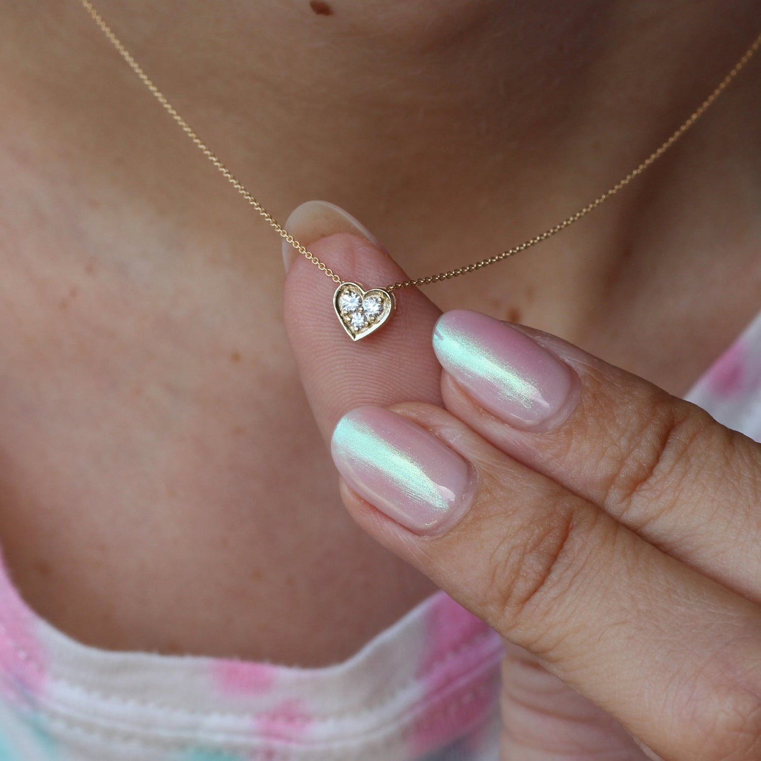 Tiny Diamond Heart Necklace