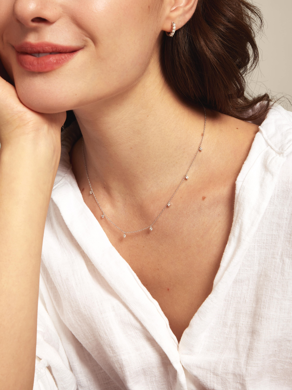 Tiny Diamond Station Necklace