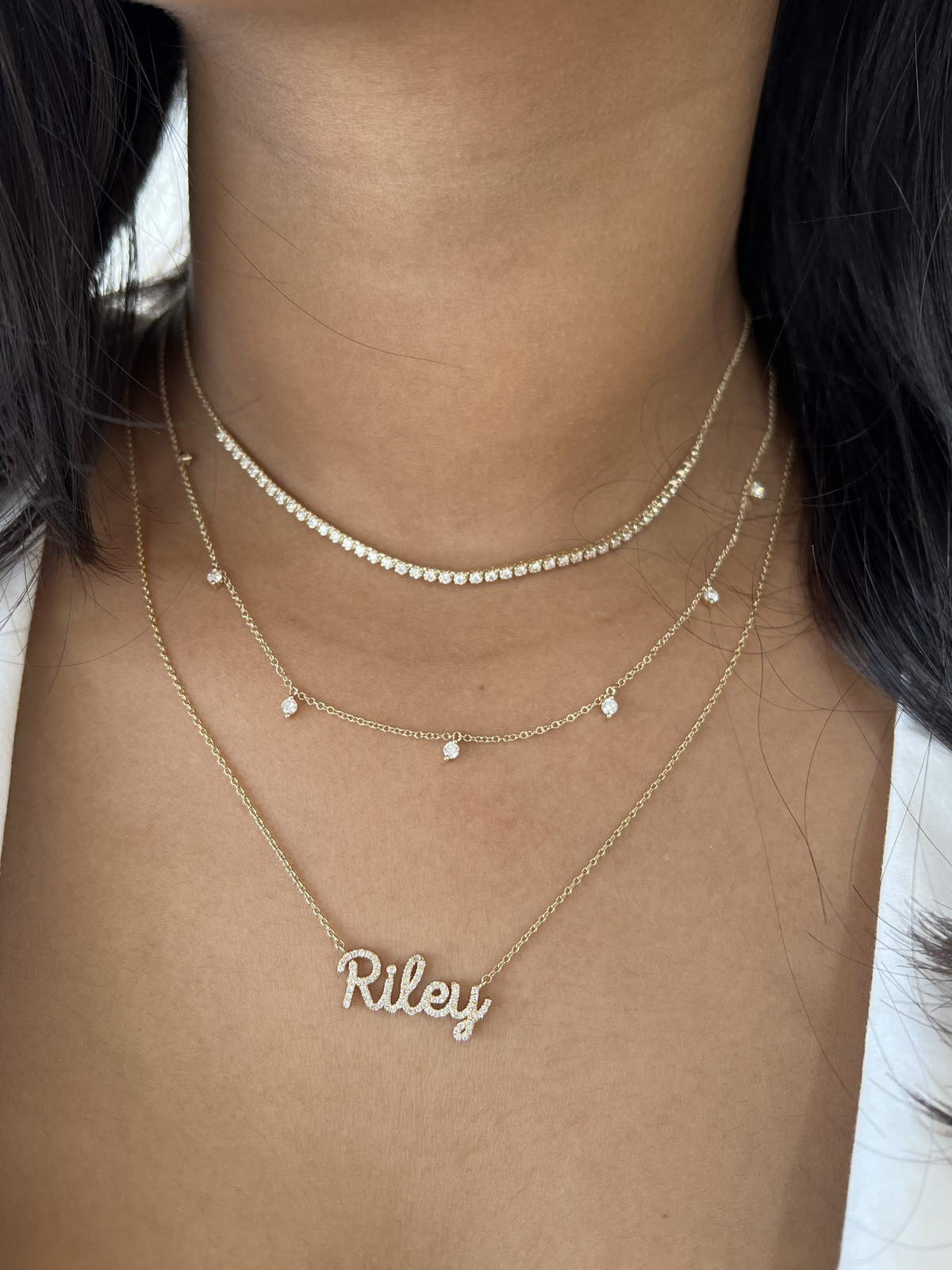 Tiny Diamond Station Necklace