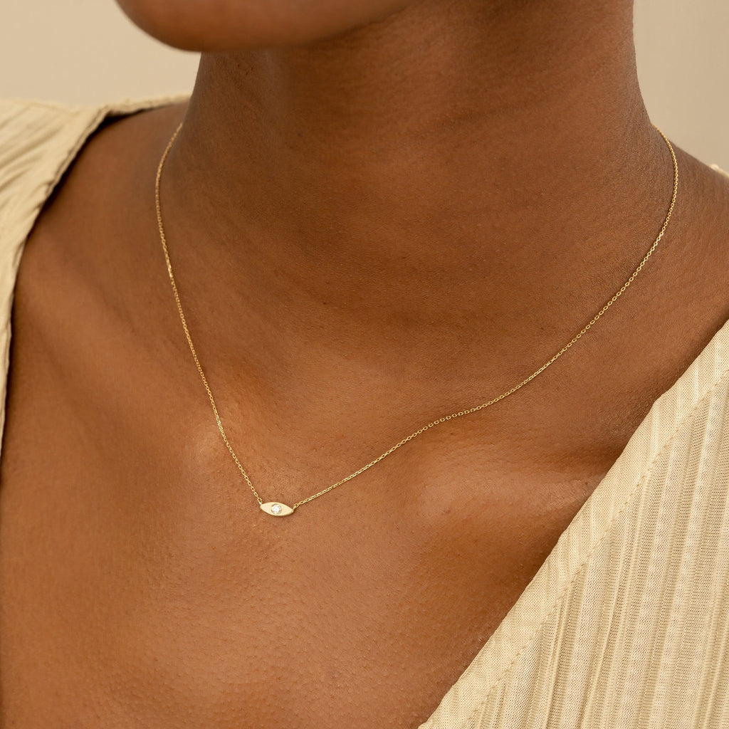 Tiny Evil Eye Diamond Necklace