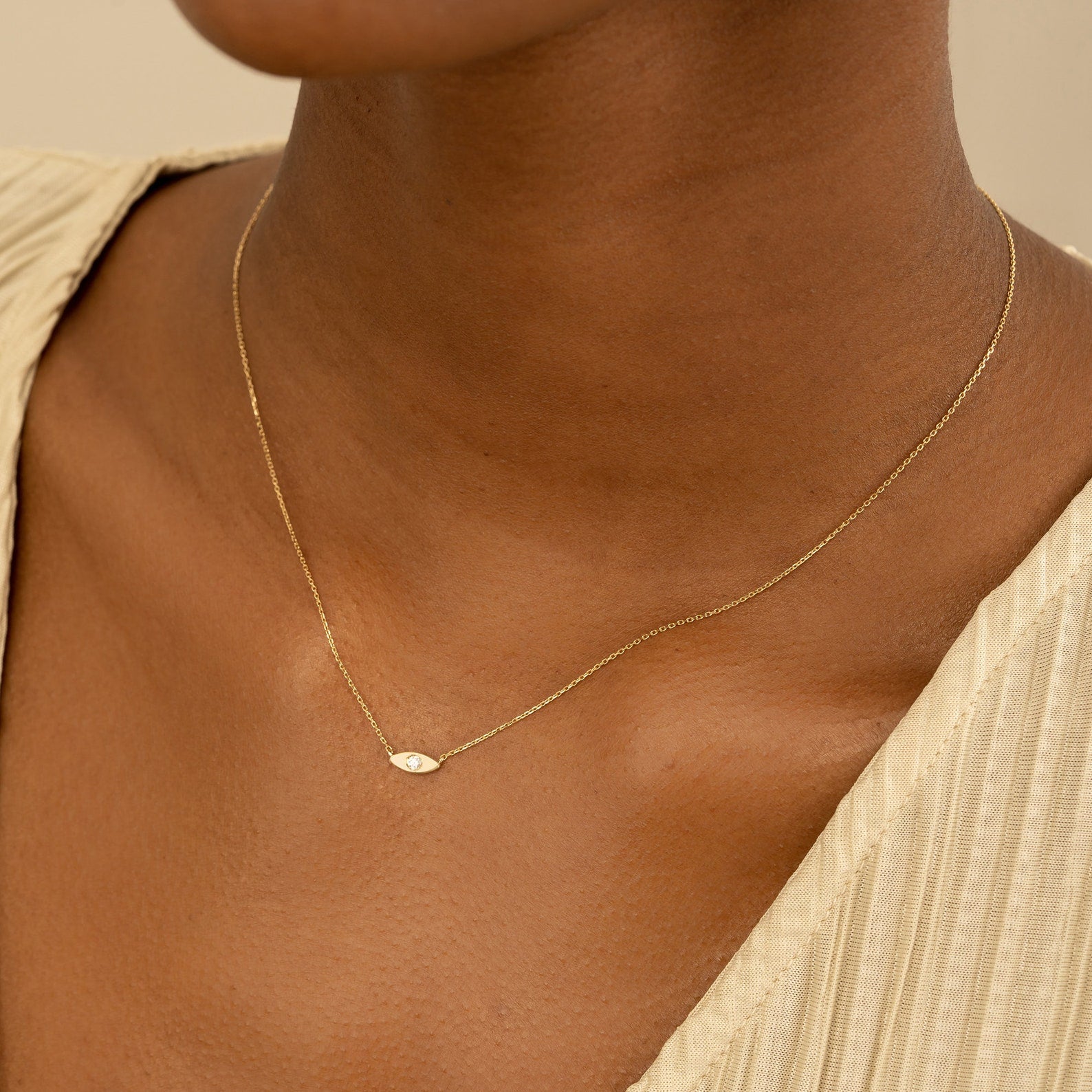 Tiny Evil Eye Diamond Necklace