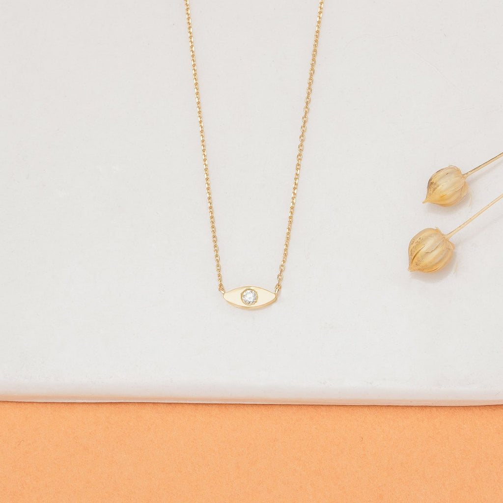 Tiny Evil Eye Diamond Necklace