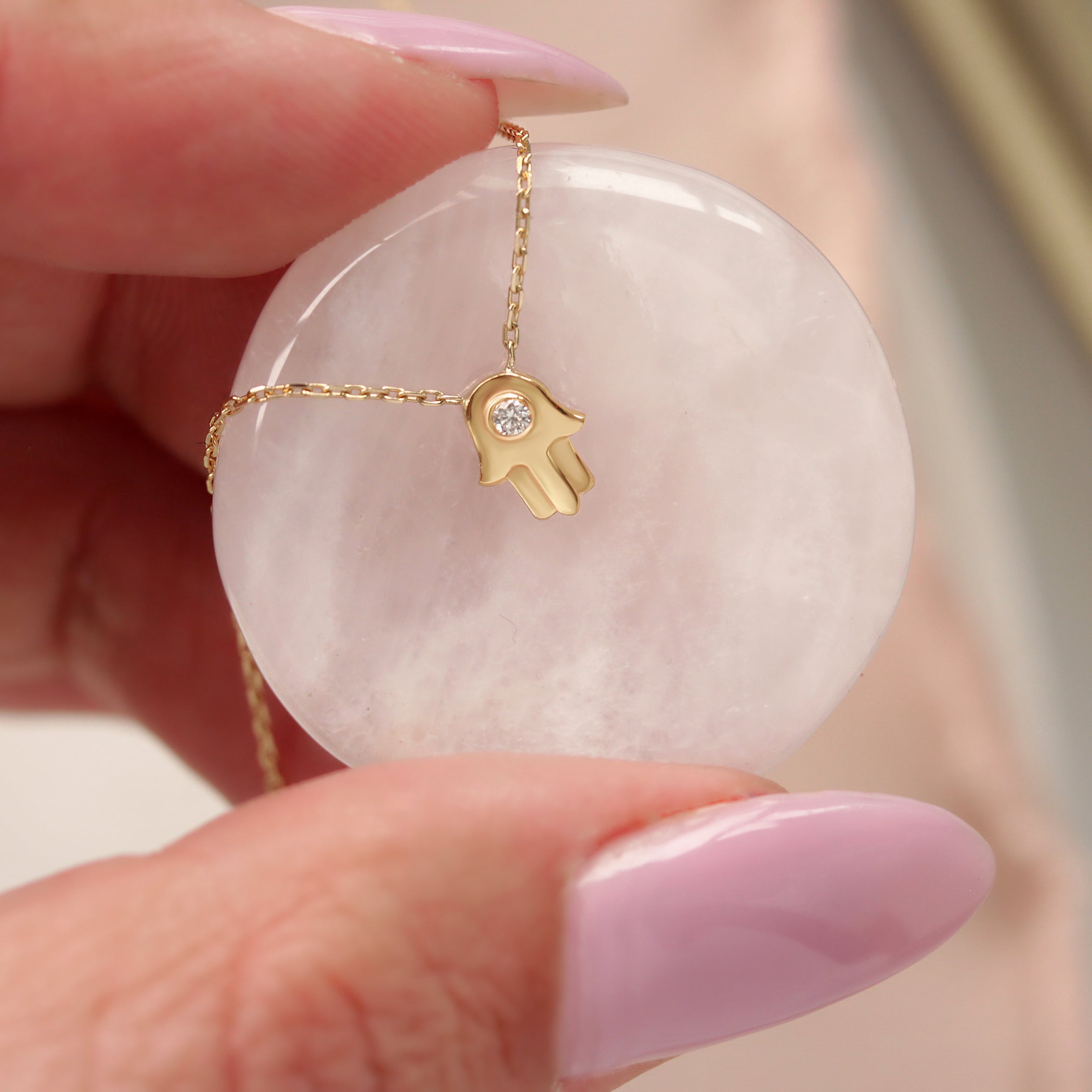 Tiny Hamsa Pendant Necklace