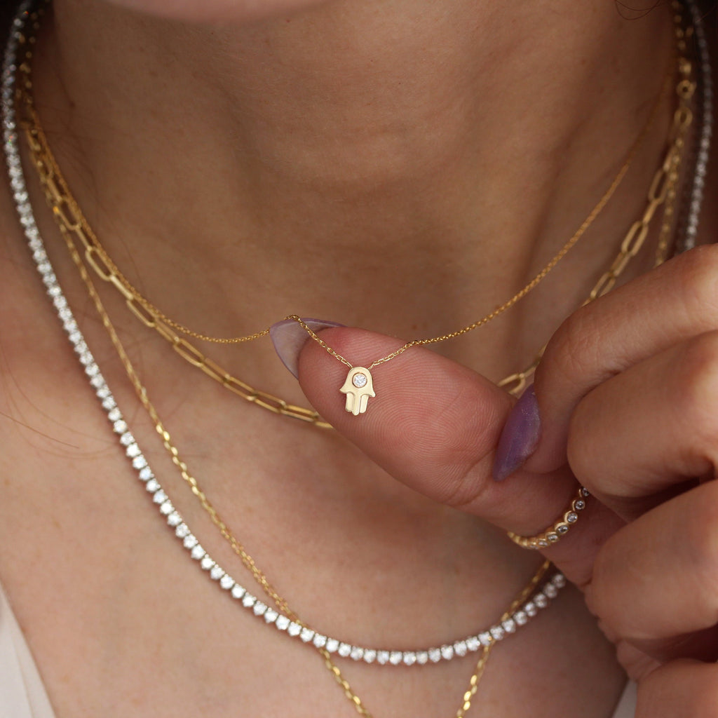 Tiny Hamsa Pendant Necklace