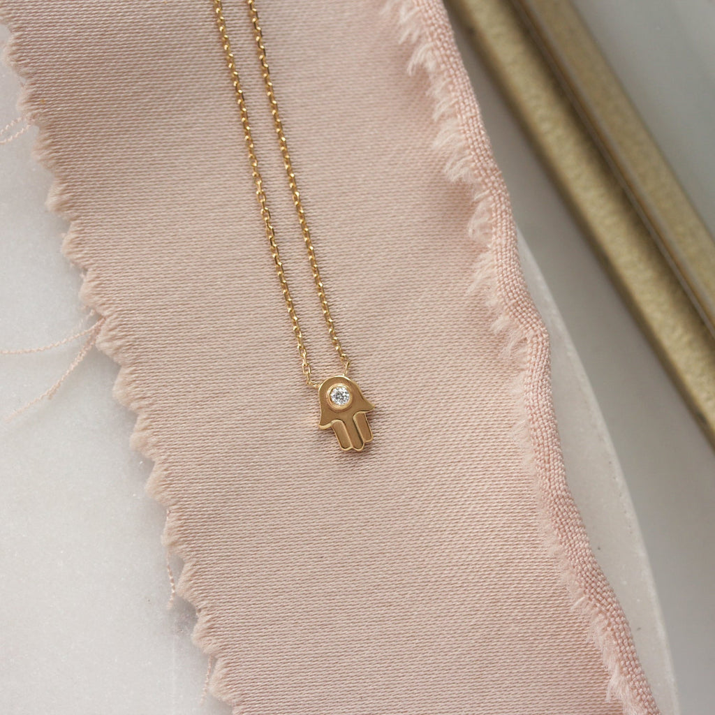 Tiny Hamsa Pendant Necklace