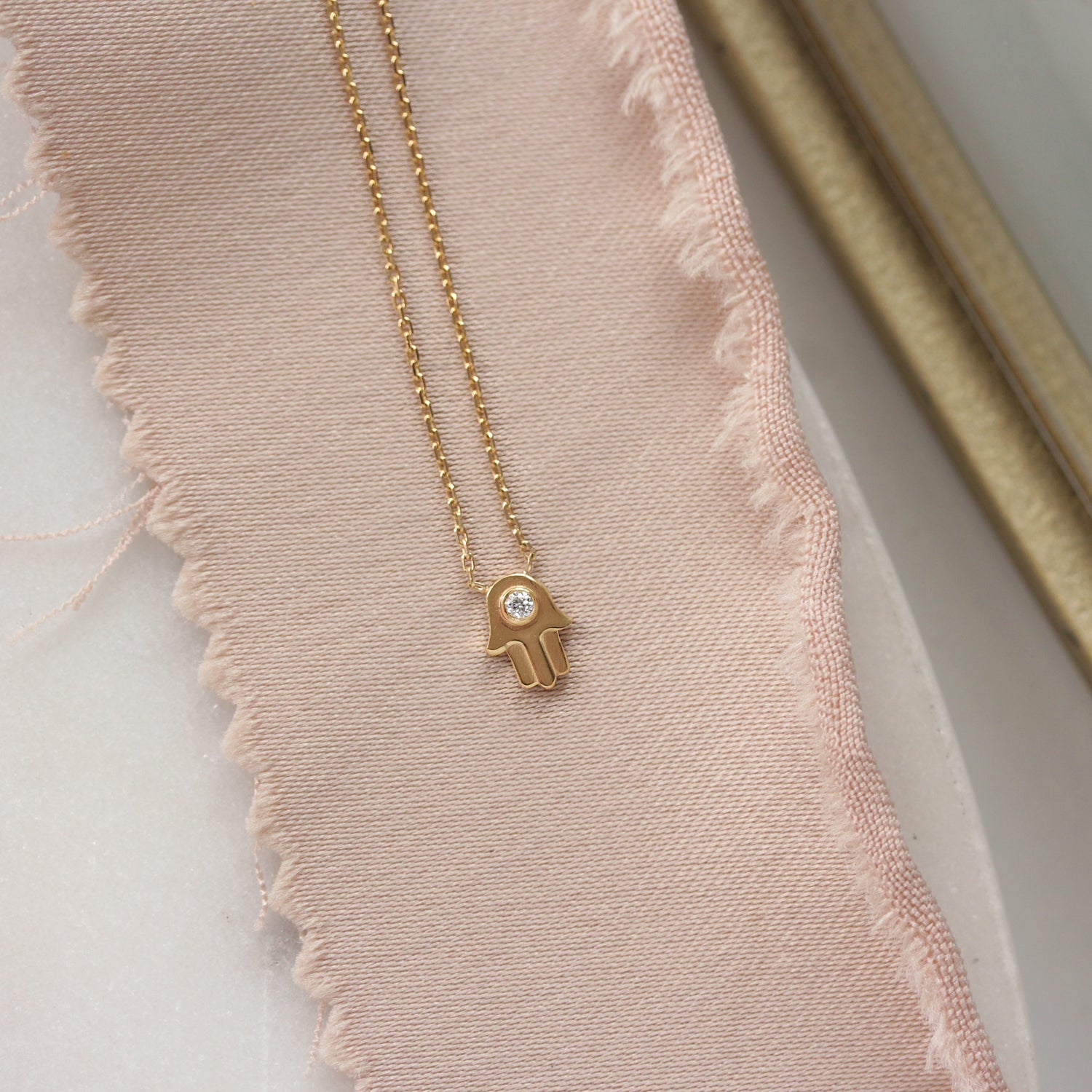 Tiny Hamsa Pendant Necklace