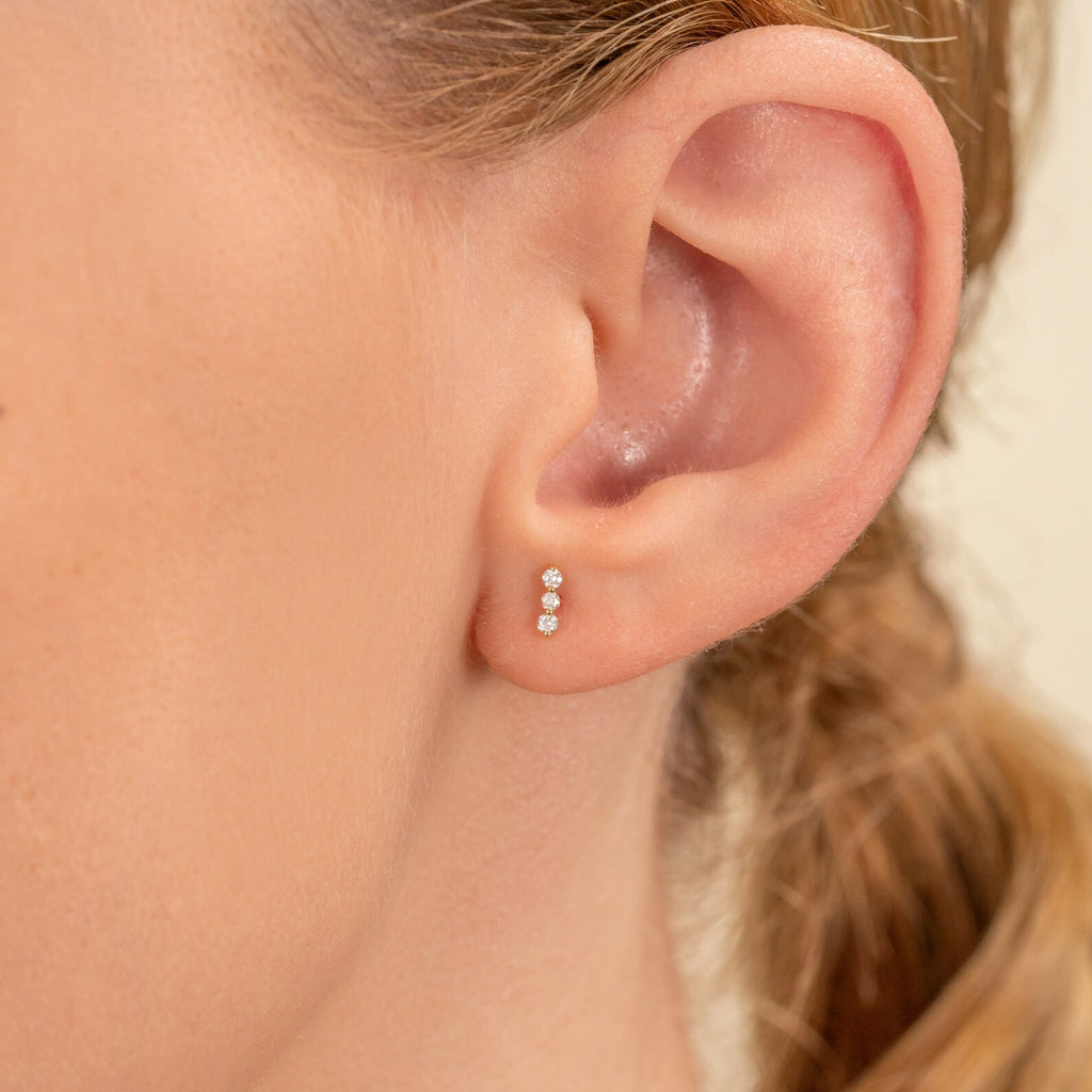 Triple Diamond Bar Studs