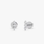 Triple Diamond Bar Studs