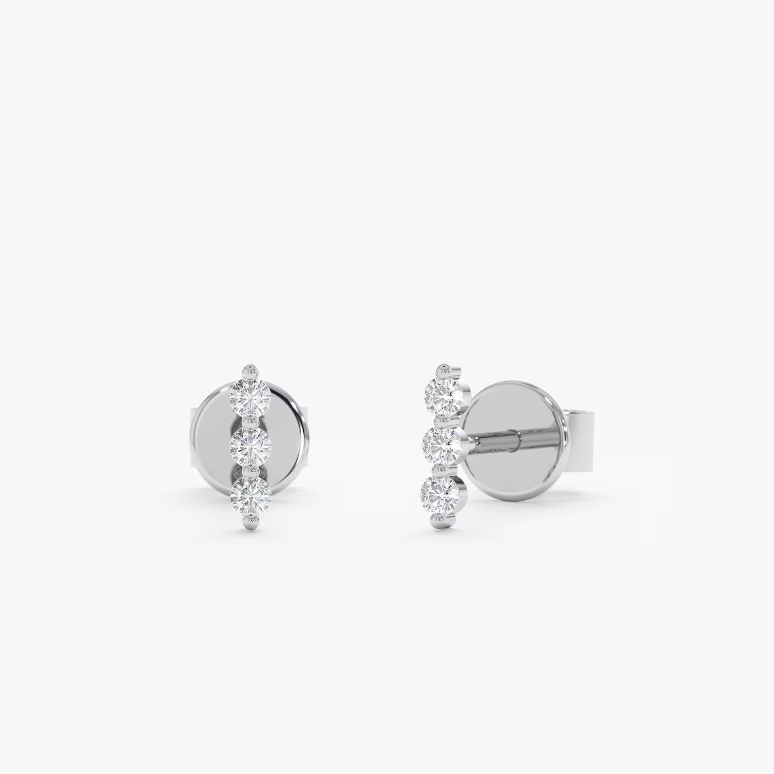 Triple Diamond Bar Studs
