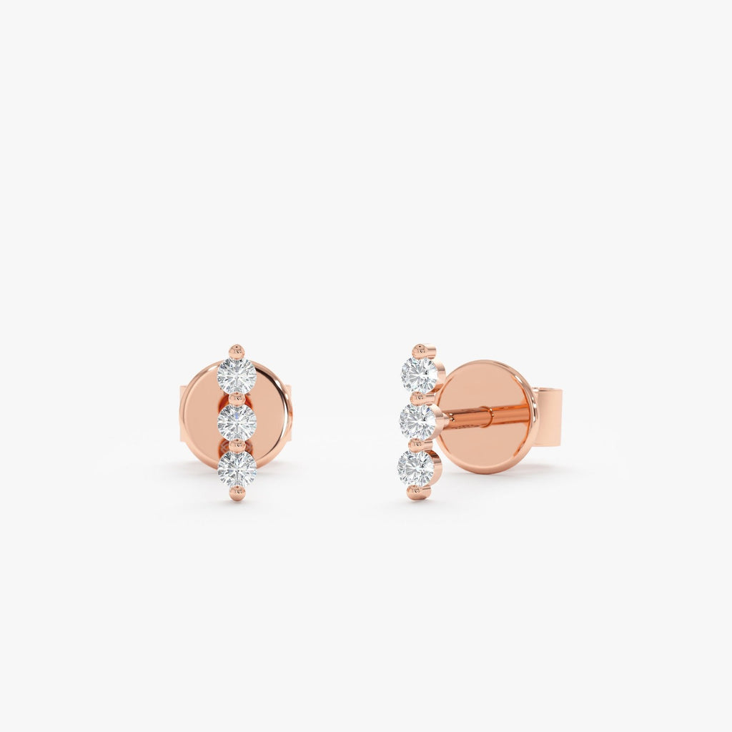 Triple Diamond Bar Studs