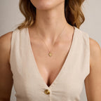 V Letter Diamond Shield Initial Necklace