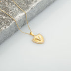 V Letter Shield Initial Necklace