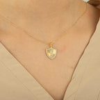 V Letter Shield Initial Necklace