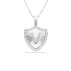 V Letter Shield Initial Necklace