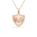 V Letter Shield Initial Necklace