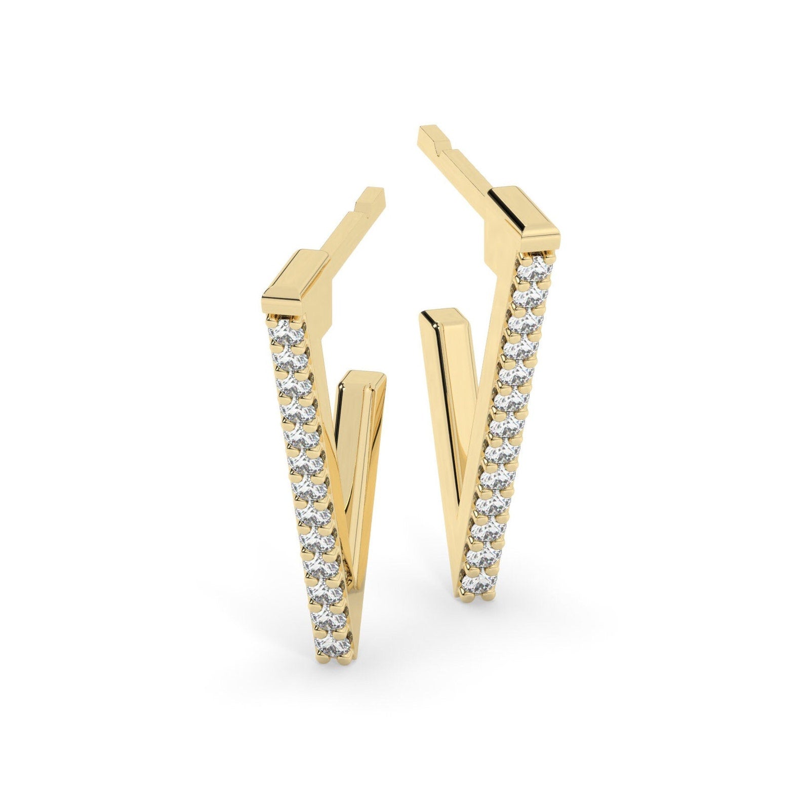 V-Shaped Diamond Stud Earrings