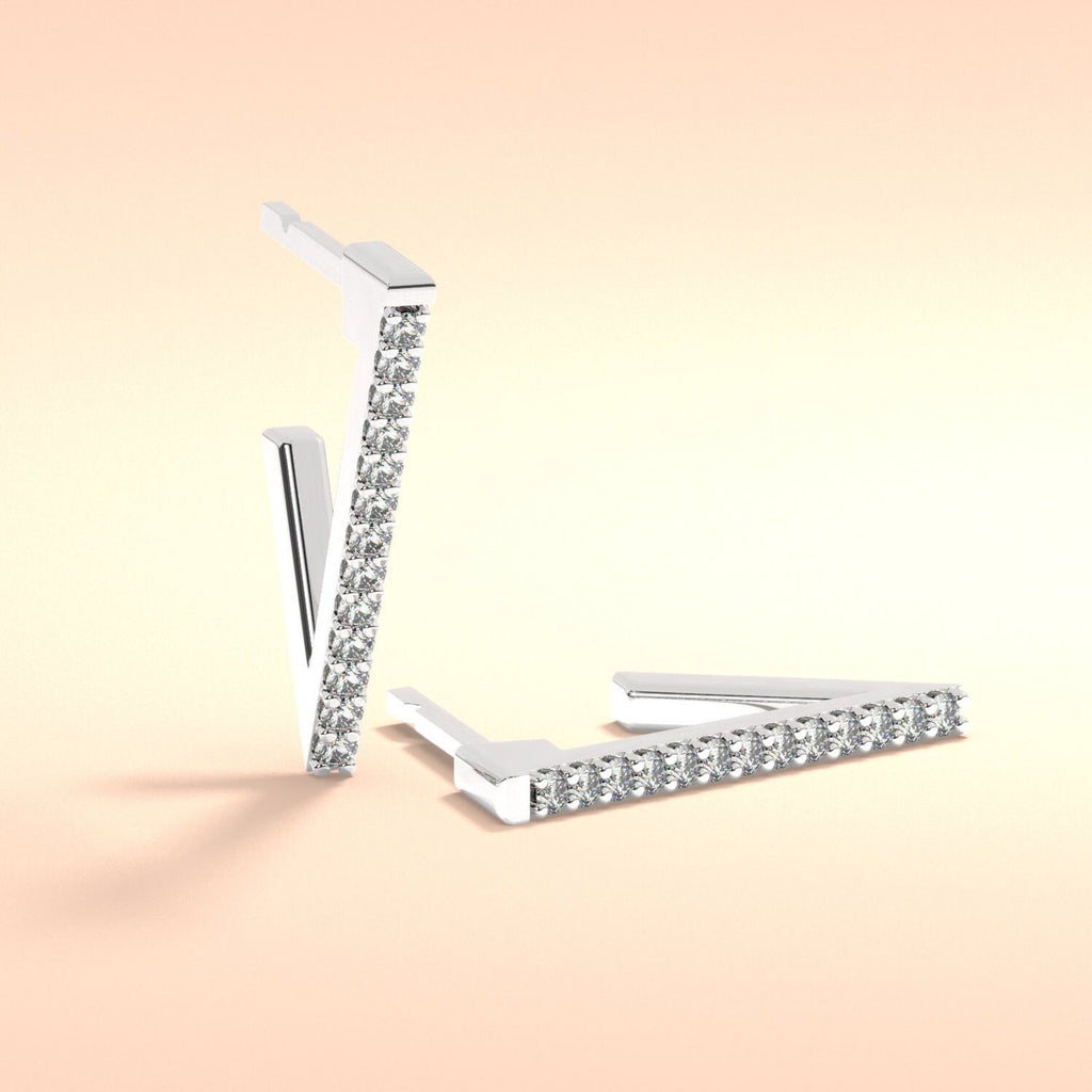 V-Shaped Diamond Stud Earrings