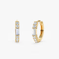Vertical Baguette Huggie Earrings
