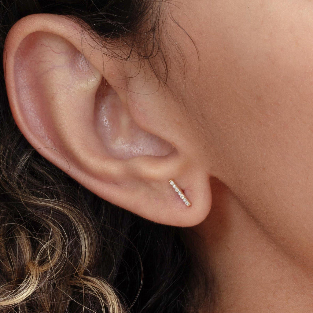 Vertical Bar Stud Earrings