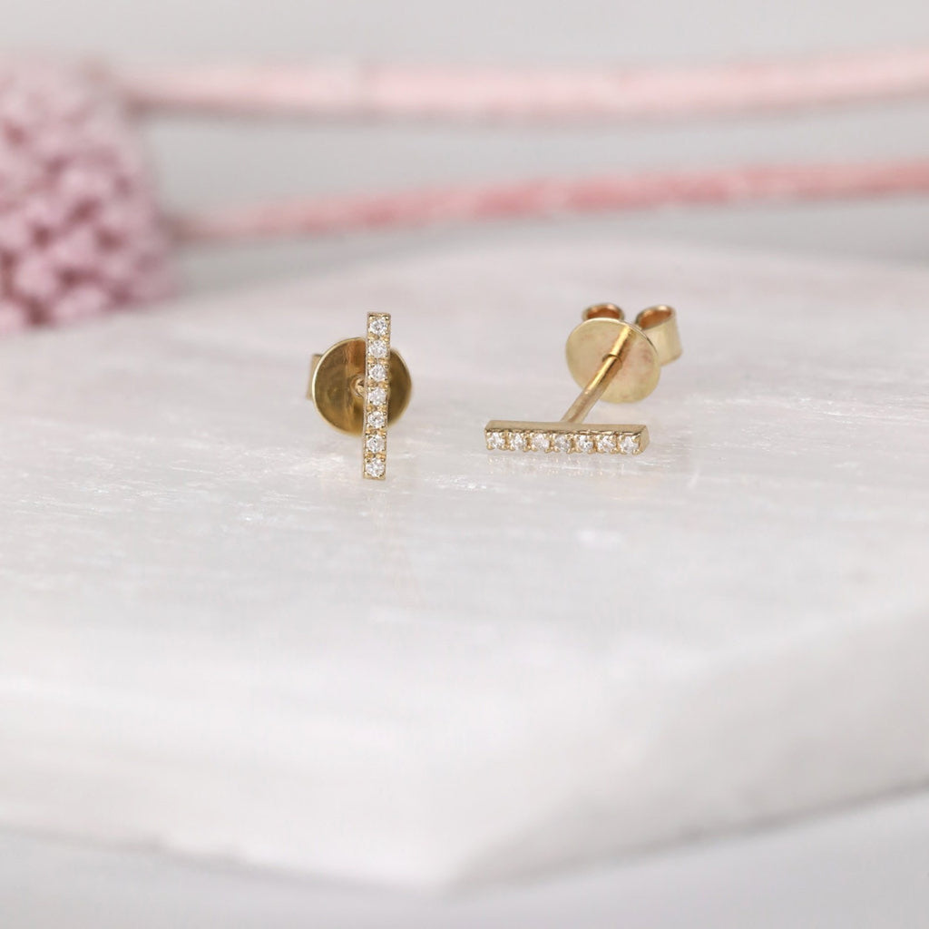 Vertical Bar Stud Earrings