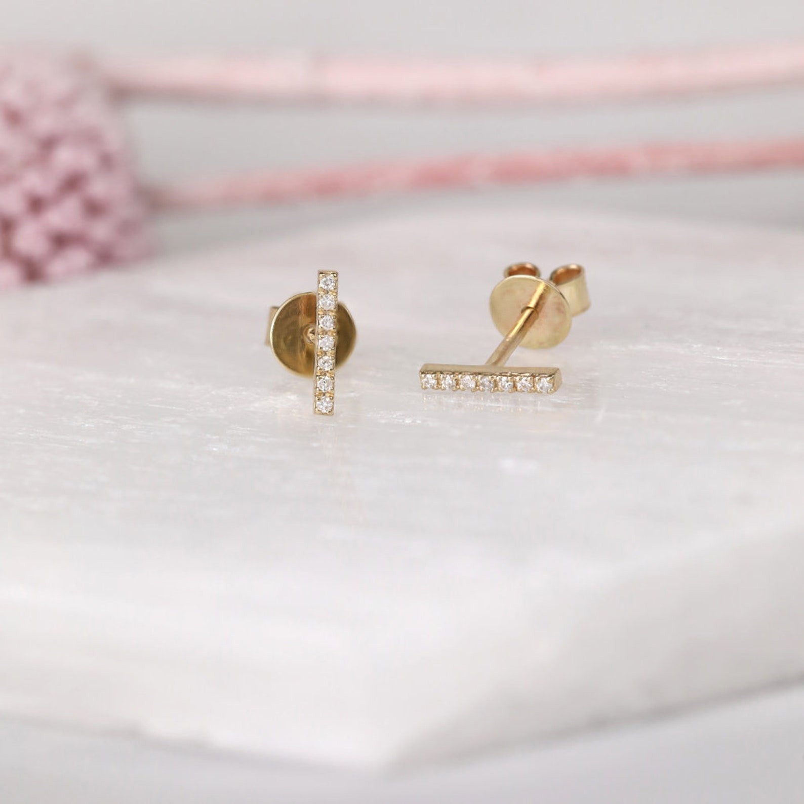 Vertical Bar Stud Earrings