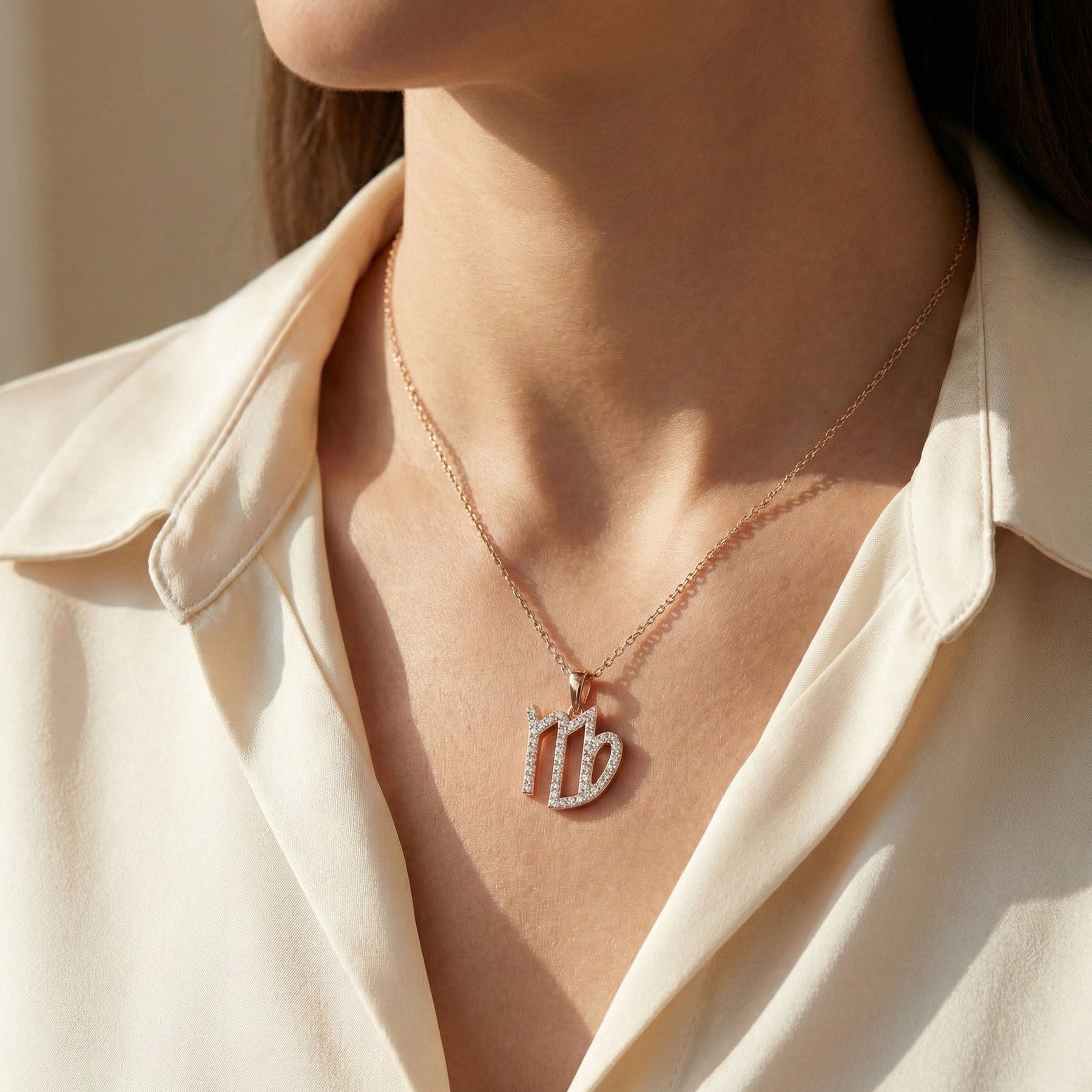 Virgo Script Pavé Symbol Necklace