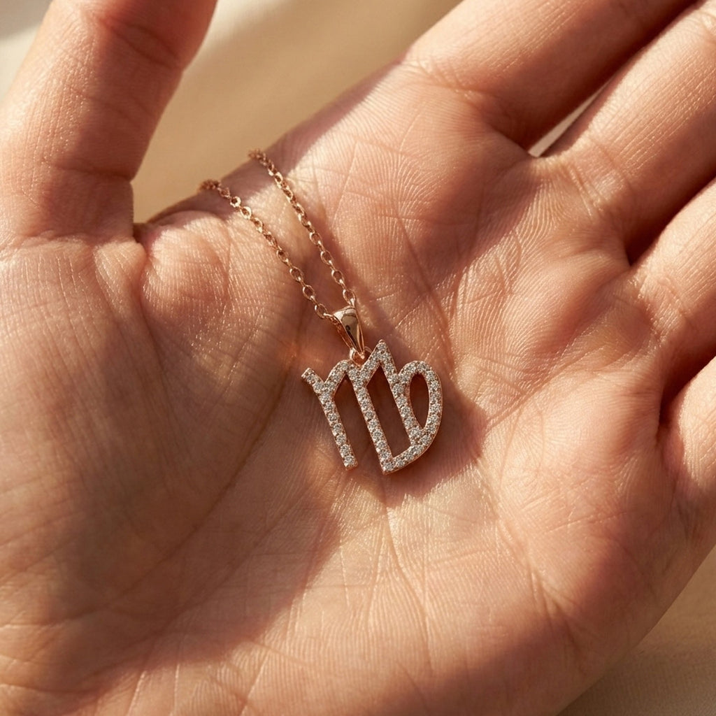 Virgo Script Pavé Symbol Necklace
